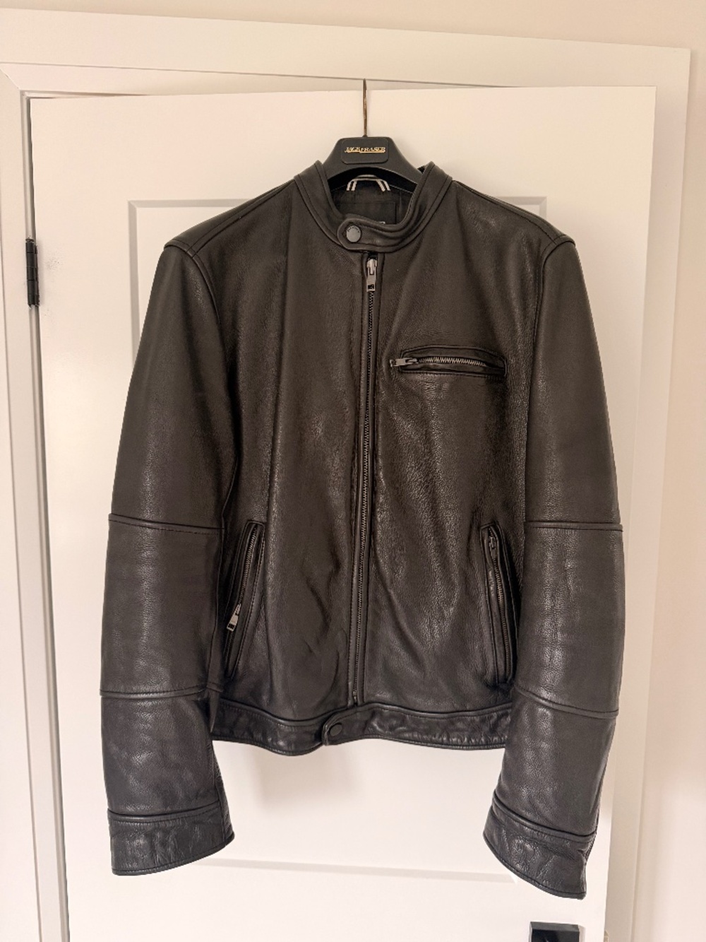 Club Monaco cafe racer style leather jacket